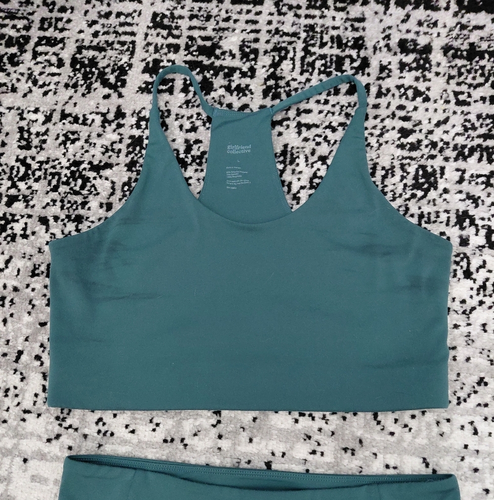 Girlfriend Collective Float Cleo Bra L Moss Green Sports Bra Yoga - Picture 5 of 9
